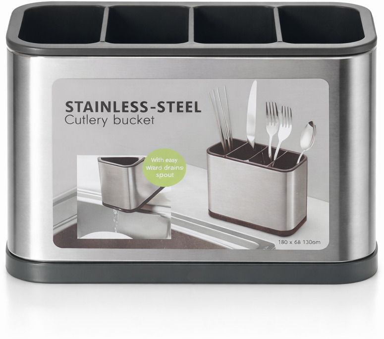 Stainless Steel Cutlery Holder with 4 Compartments Stainless Steel 4 Pockets-image-30