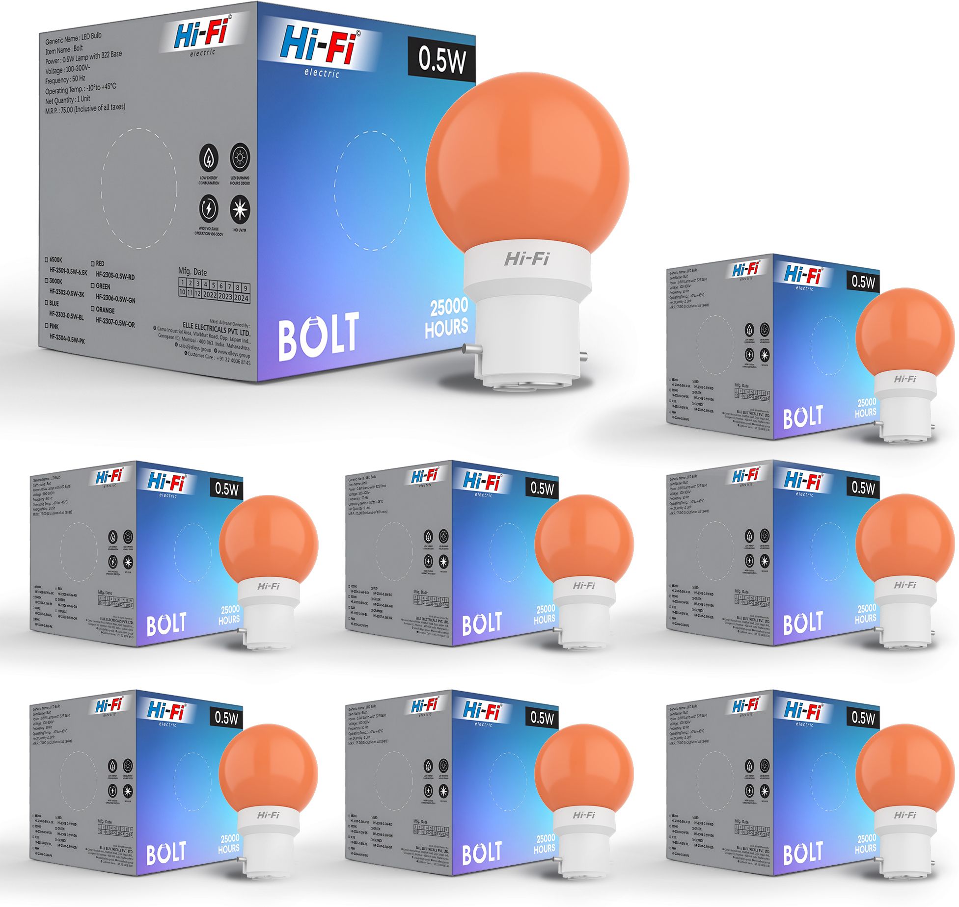 0.5 W Basic Round B22 LED Bulb-image-10