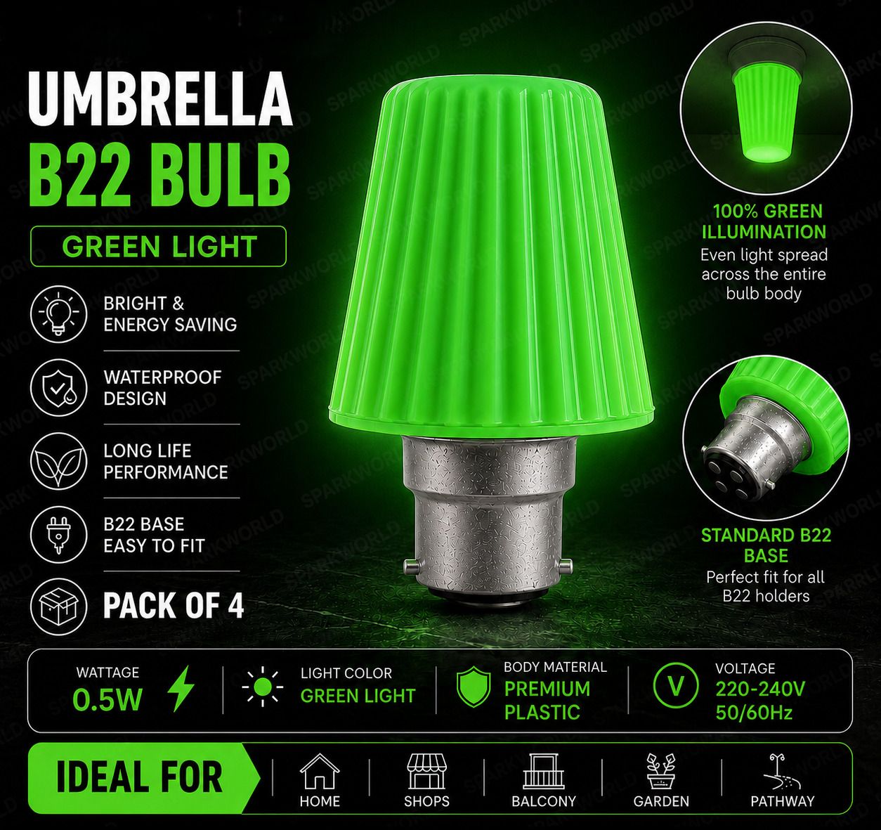 spark world 0.5 W Basic Standard B22 LED Bulb-picture-44