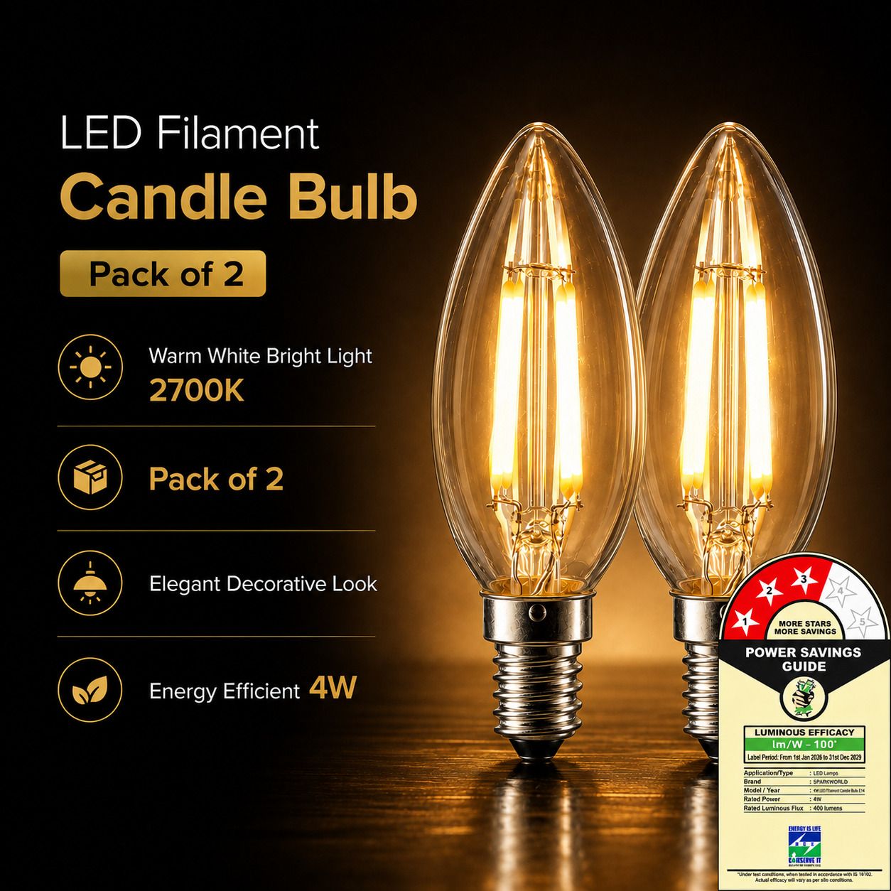 spark world 4 W Eye Safety Compliance Candle E14 LED Bulb-picture-26