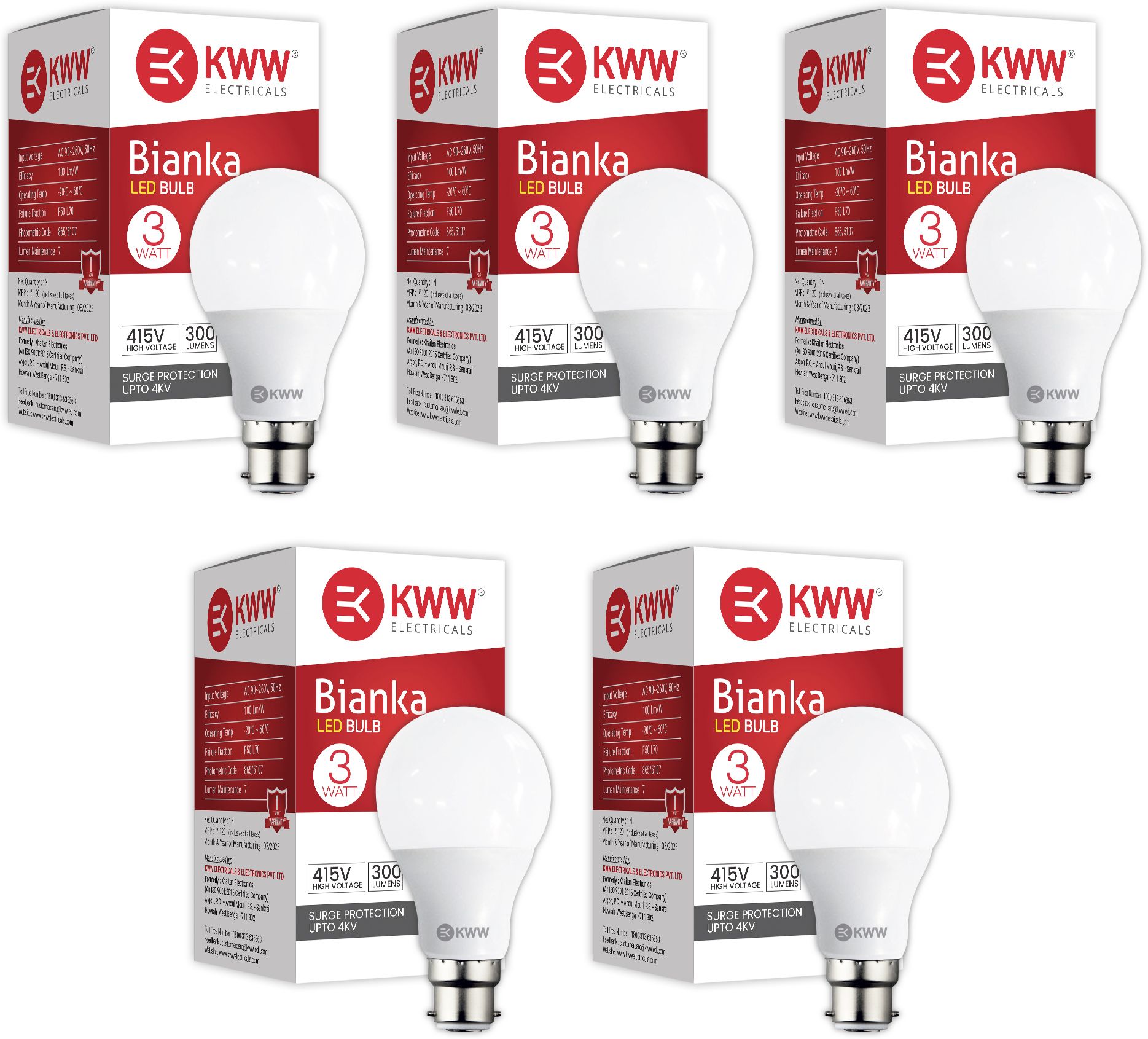kww 3 W Eye Safety Compliance Standard B22 LED Bulb-picture-23