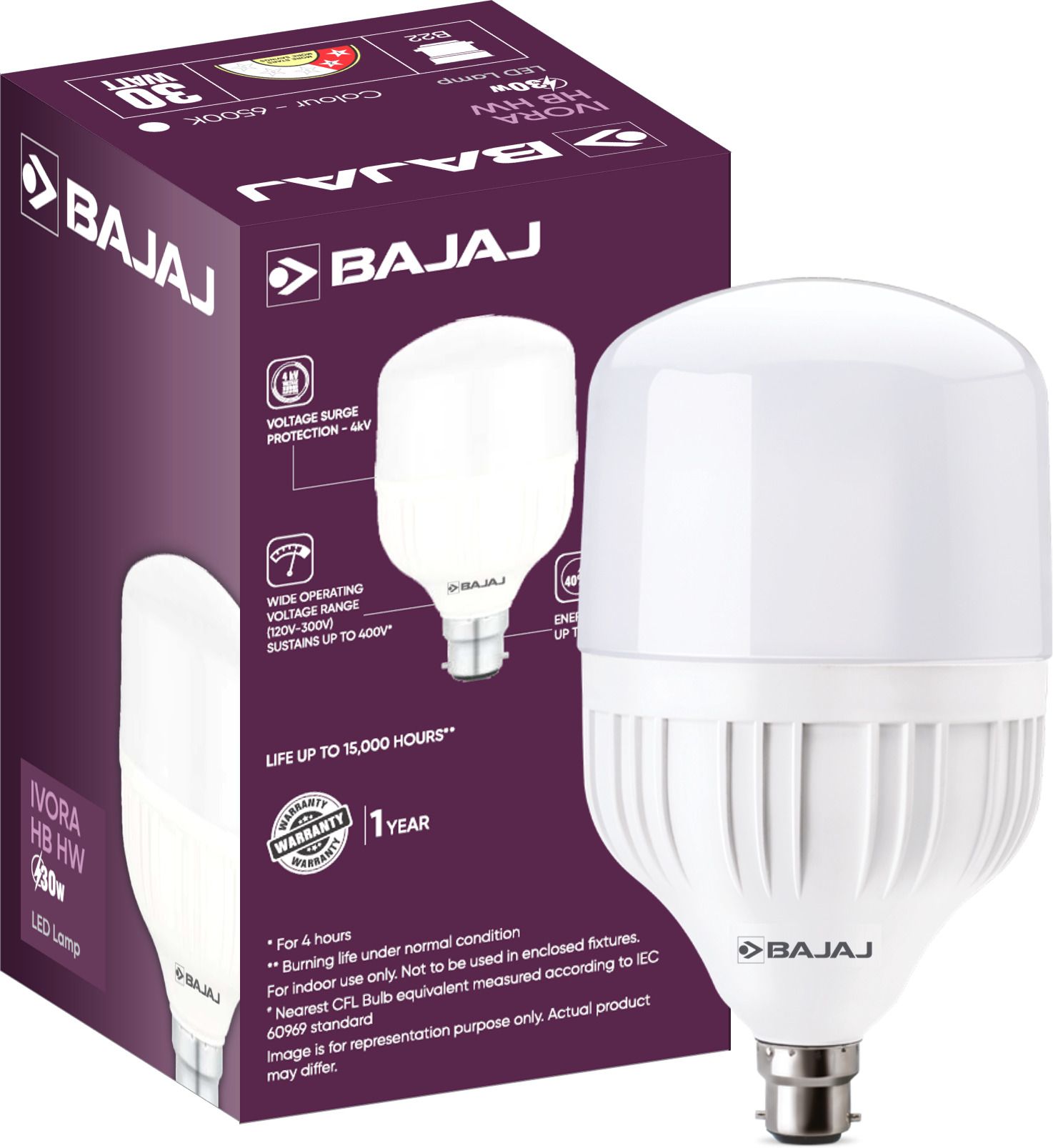 bajaj 30 W Basic Standard B22 LED Bulb-picture-10