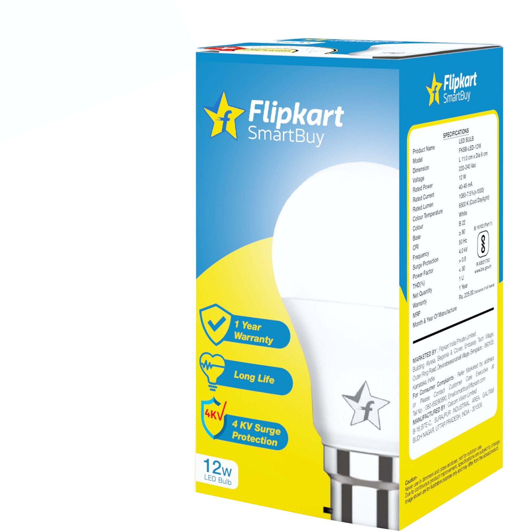 12 W Basic, Eye Safety Compliance Round B22 LED Bulb