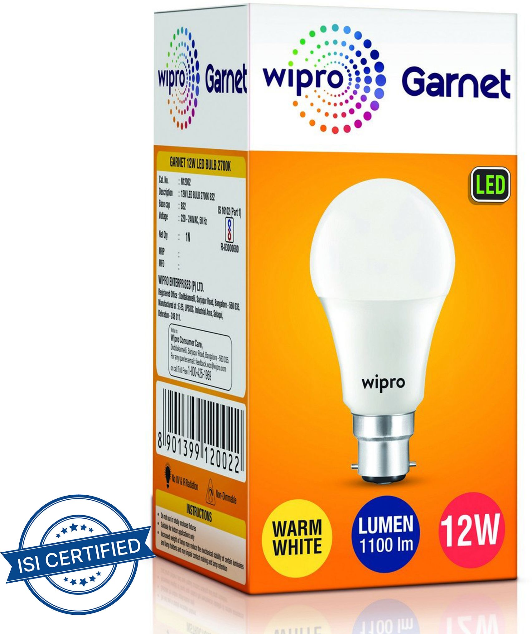 wipro 12 W Basic Standard B22 LED Bulb-picture-22