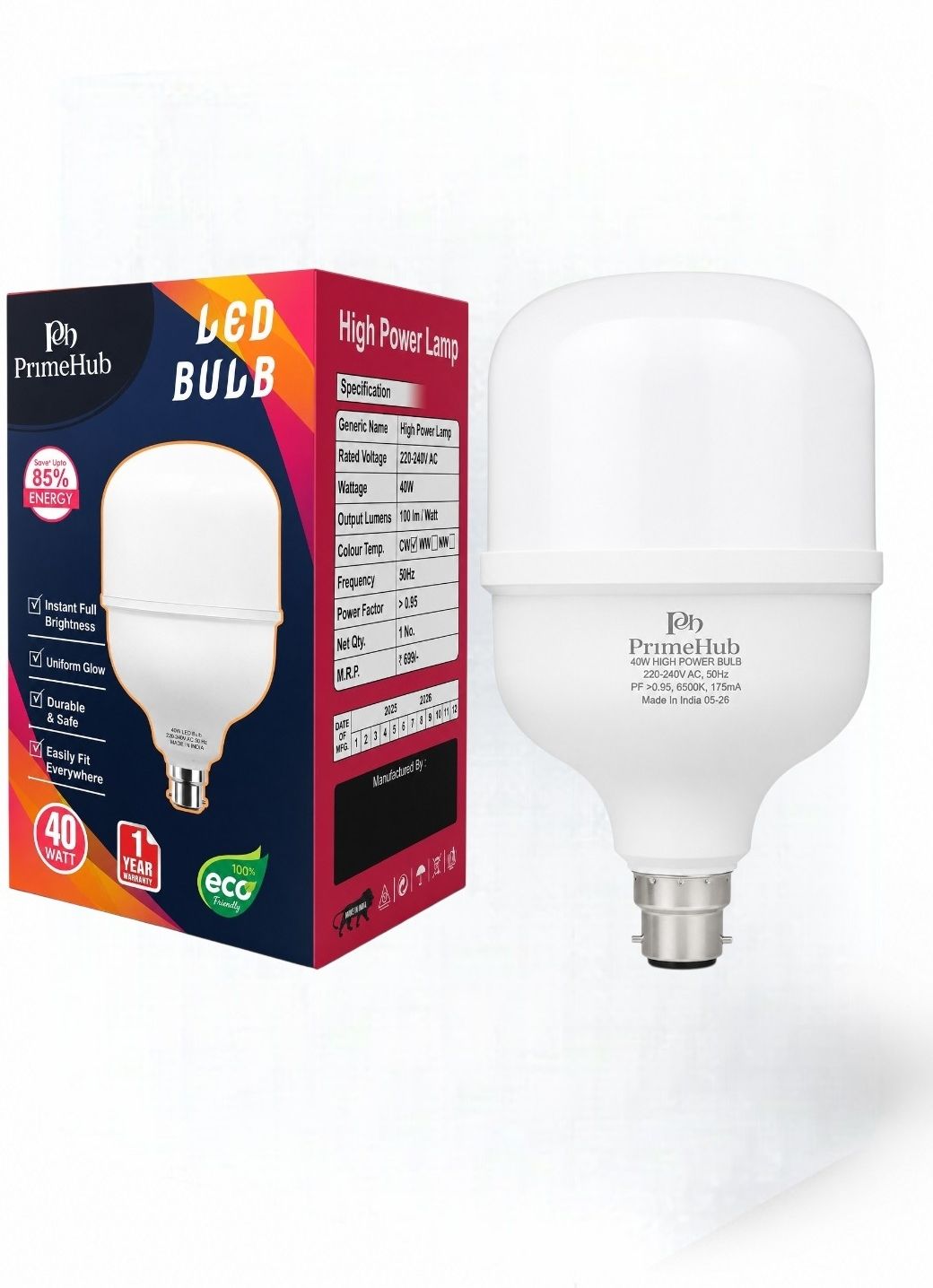 primehub 40 W Basic Round B22 LED Bulb-picture-18