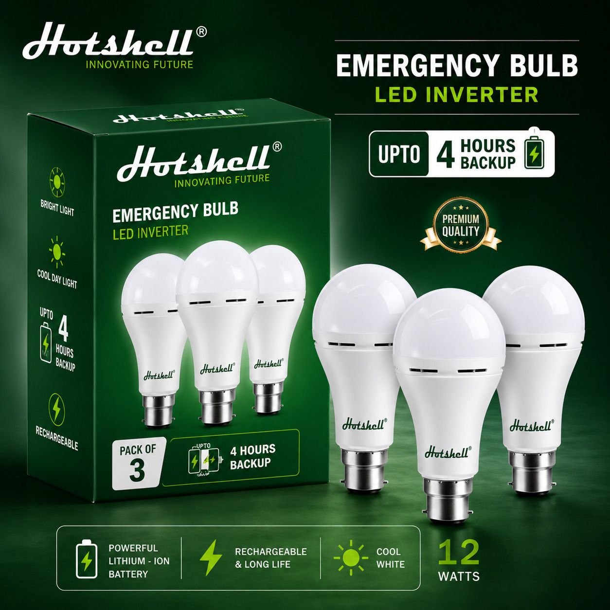 hotshell 12 W Inverter Round B22 LED Bulb-picture-15