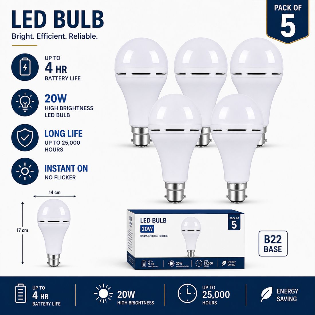 20 W Inverter Round B22 LED Bulb-image-39