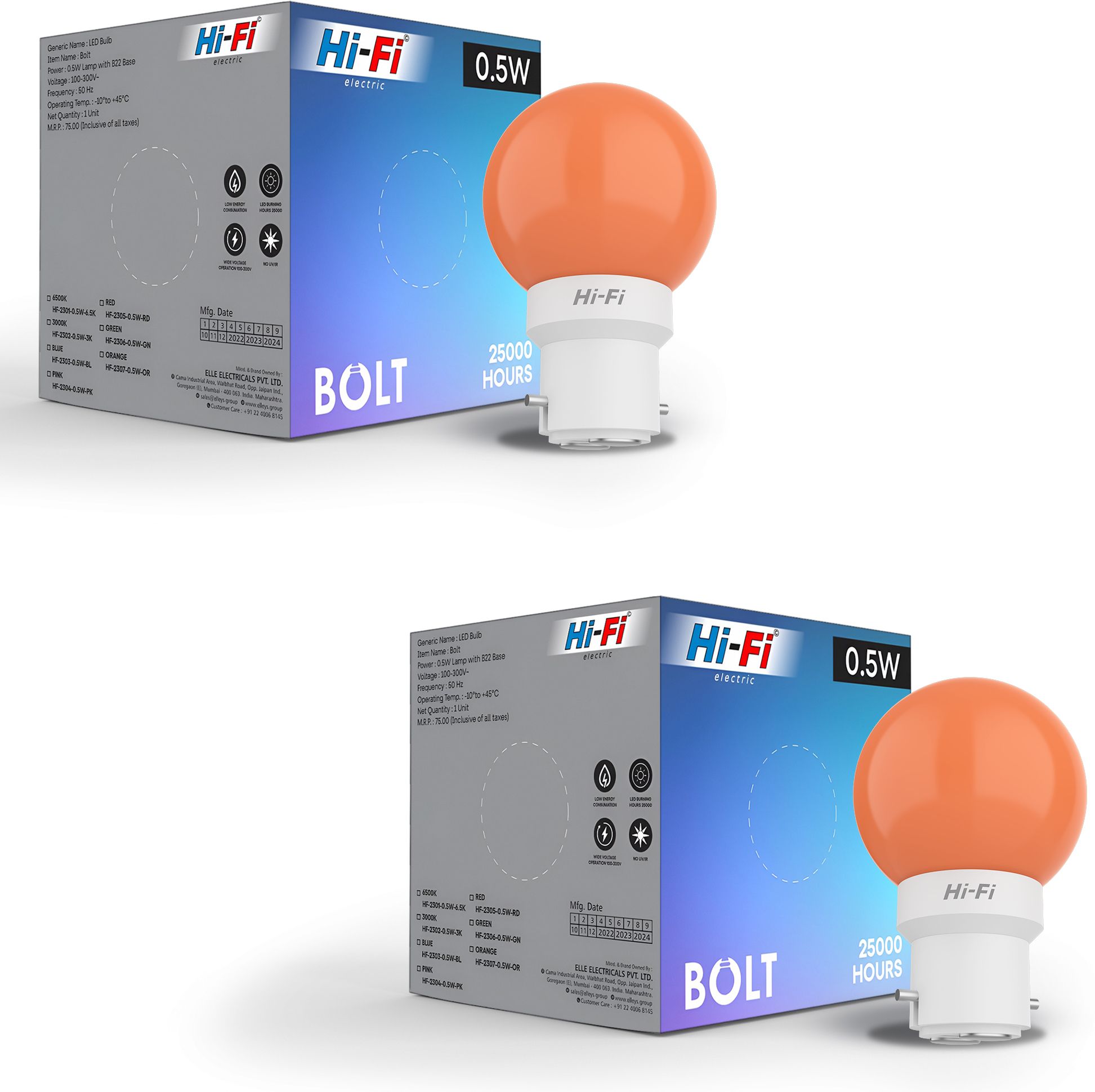 0.5 W Basic Round B22 LED Bulb-image-5