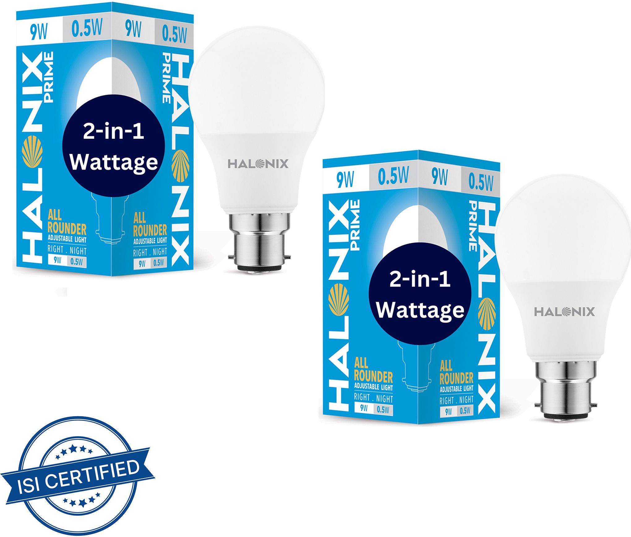 9 W, 0.5 W Basic Round B22 LED Bulb
