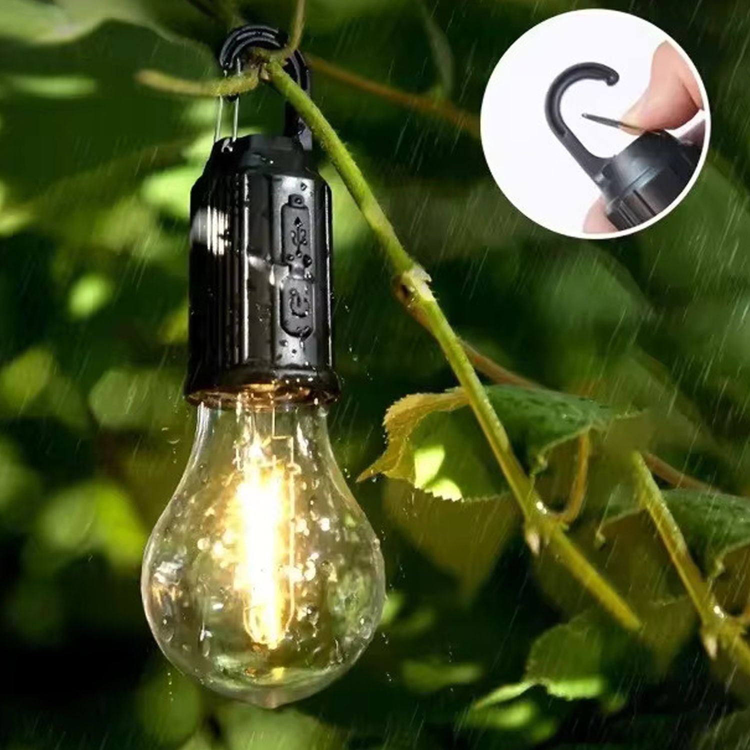 Hook Design Rechargeable Camping Bulb for Hiking Household Tents & Trees 4 hrs Bulb Emergency Light