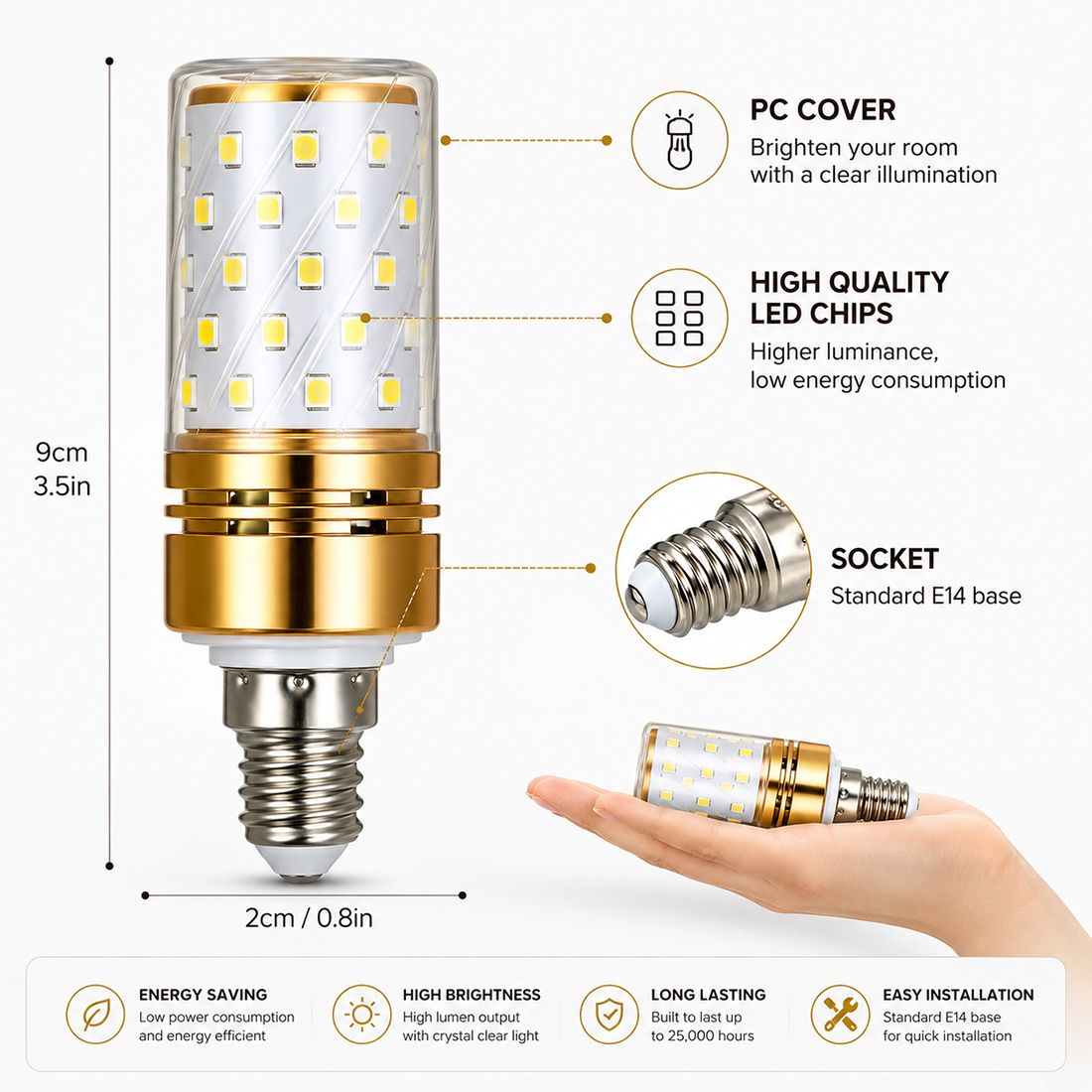 eve hanger 12 W Multi Watt Round E14 LED Bulb-picture-25