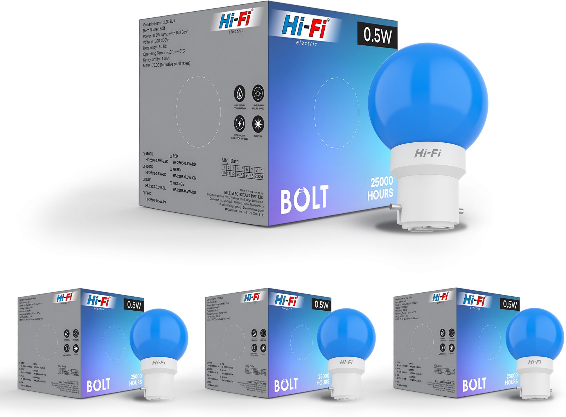 hifi 0.5 W Basic Round B22 LED Bulb-picture-25