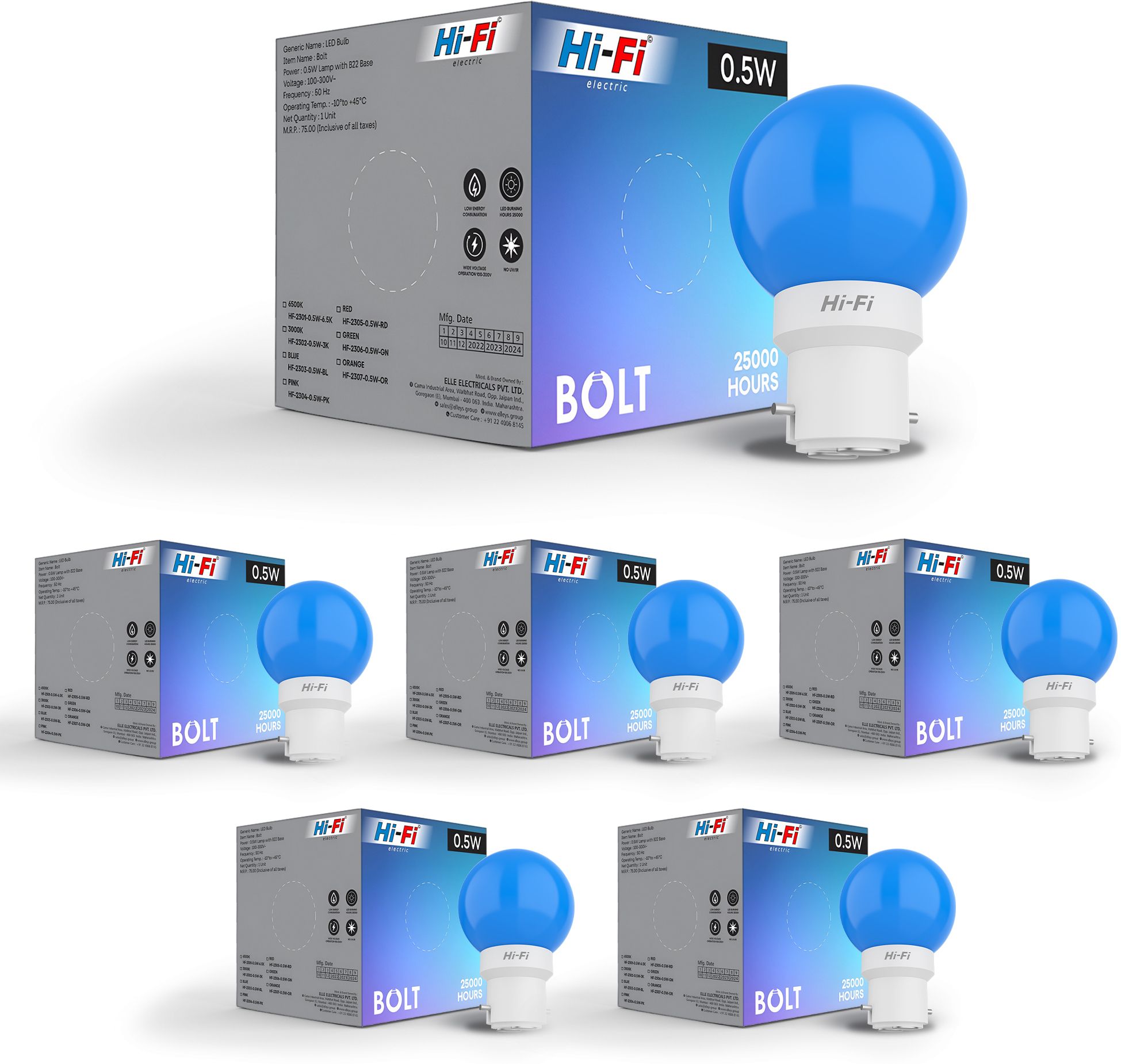 hifi 0.5 W Basic Round B22 LED Bulb-picture-23