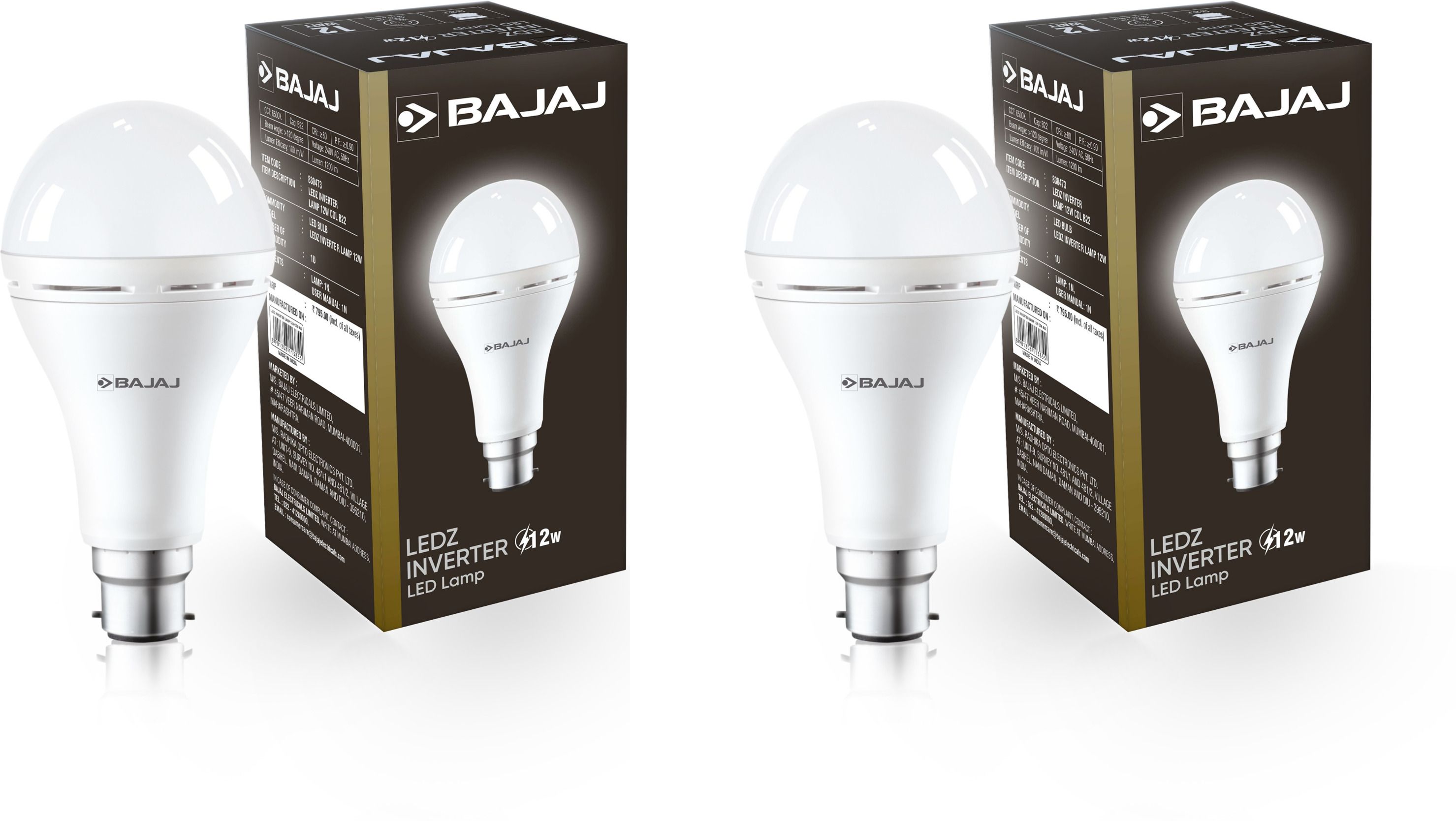 bajaj 12 W Inverter Round B22 LED Bulb-picture-10