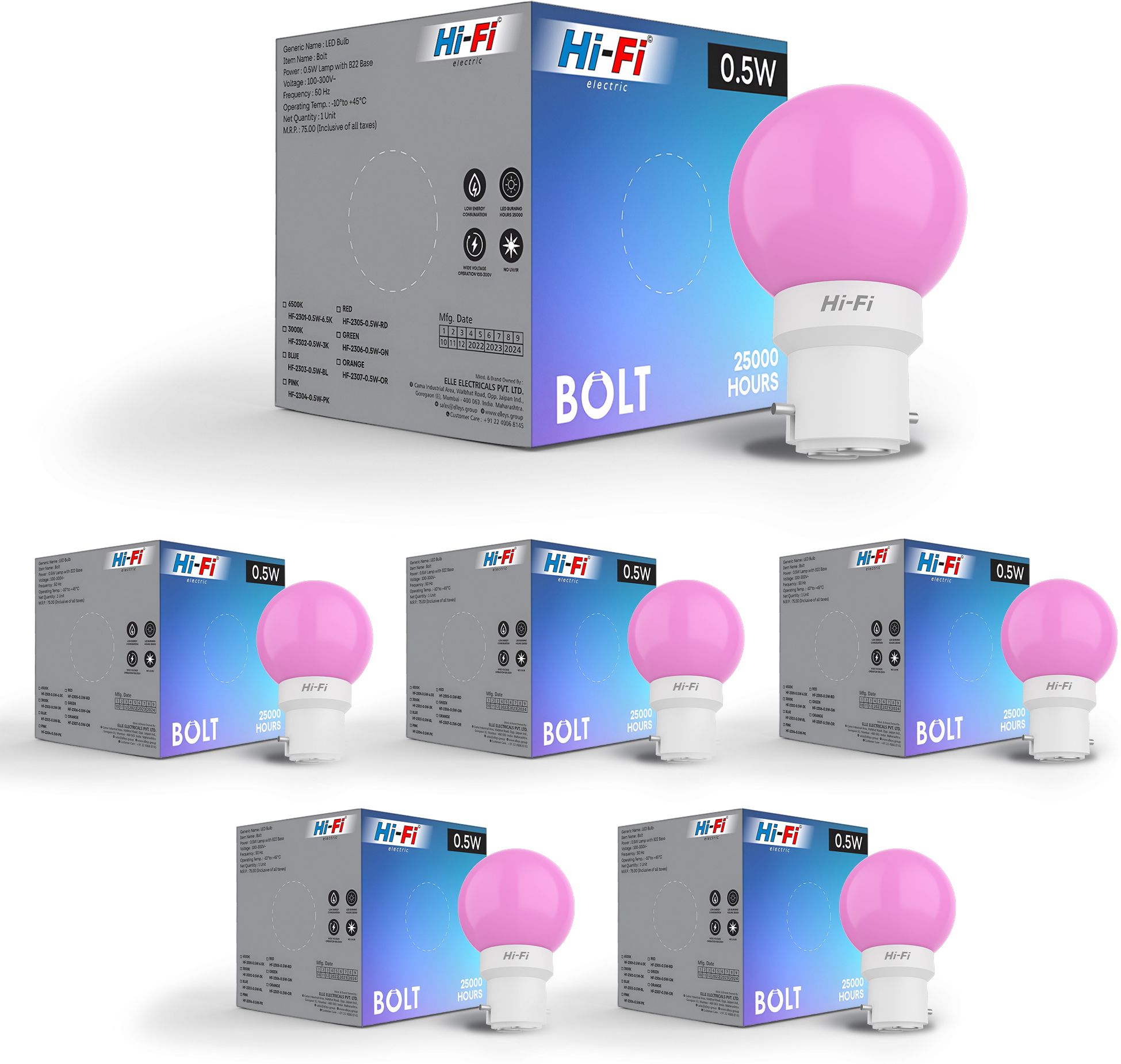 hifi 0.5 W Basic Round B22 LED Bulb-picture-48