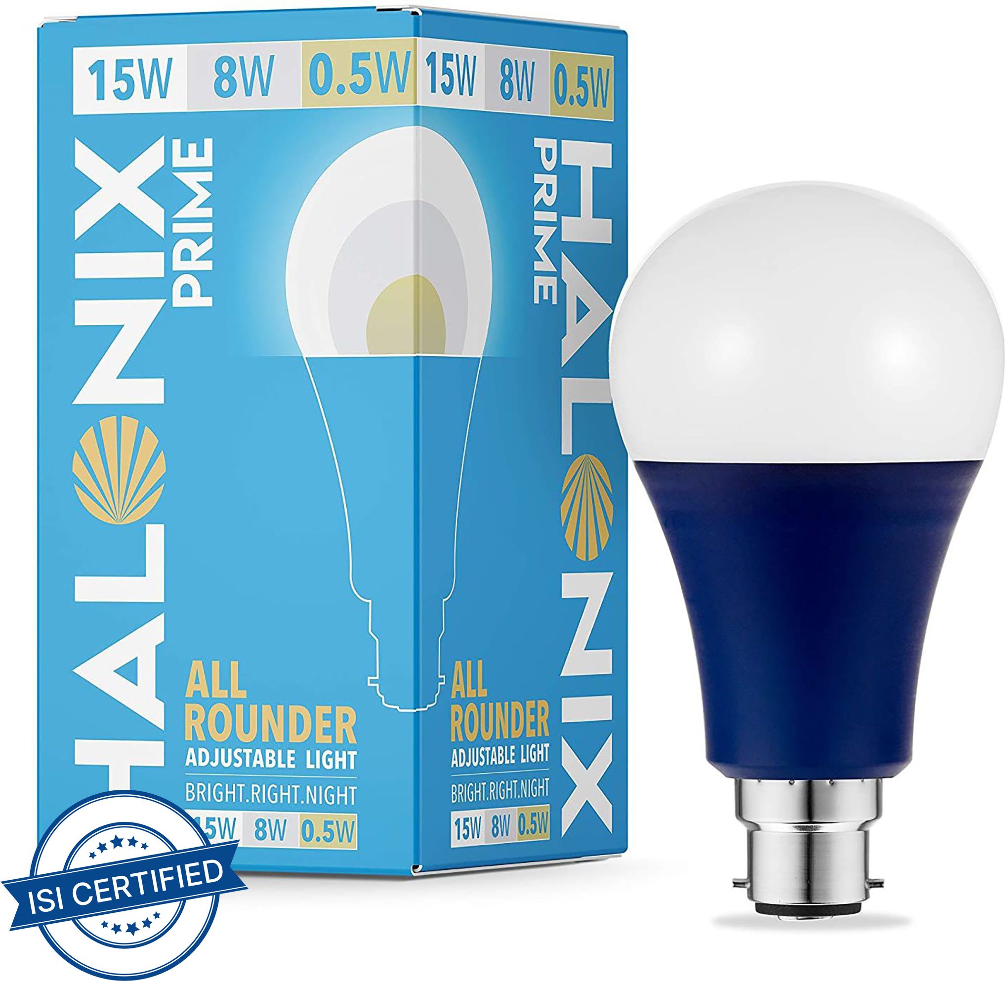 halonix 15 W, 8 W, 0.5 W Multi Watt Round B22 LED Bulb-picture-23