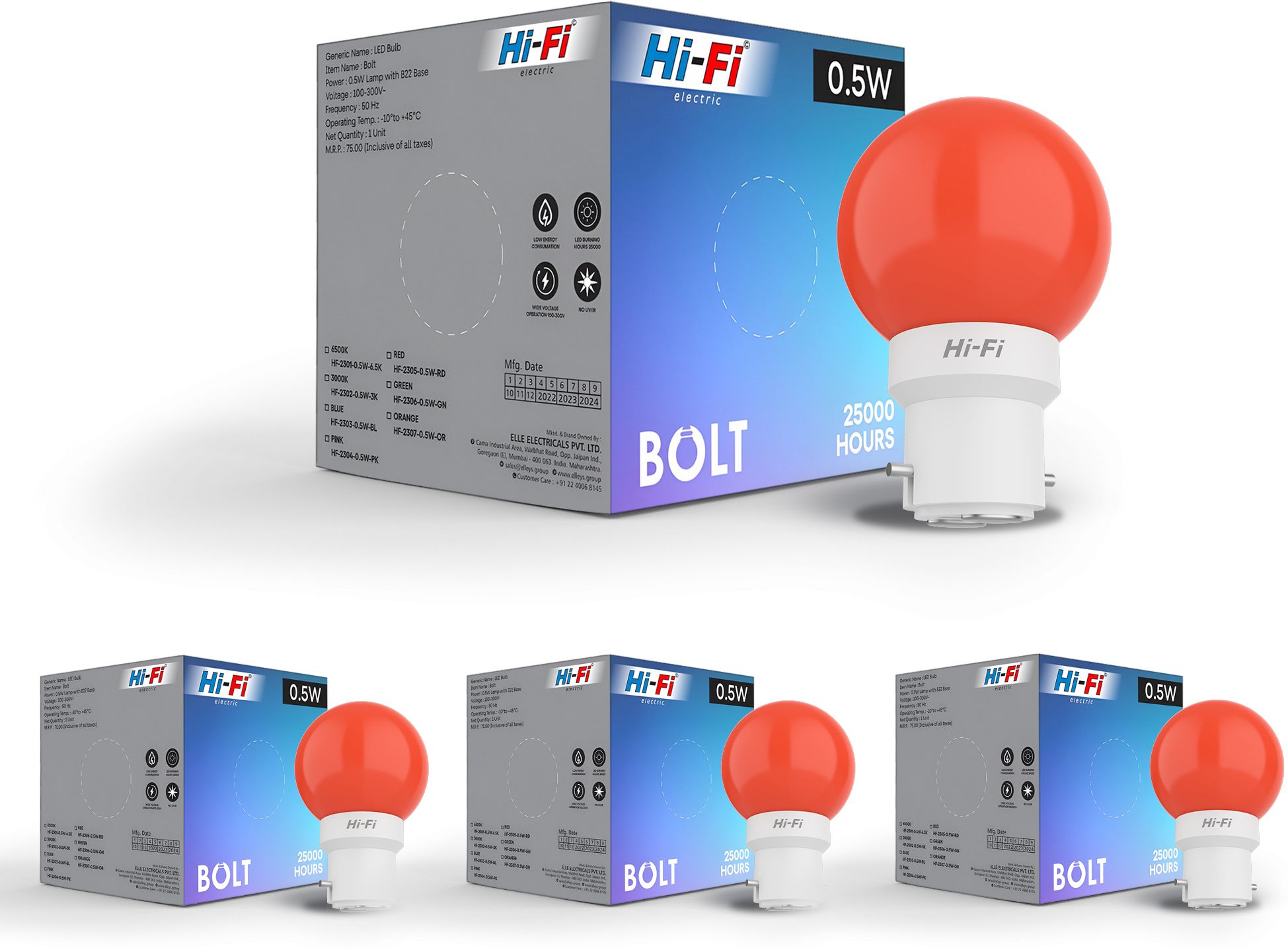 hifi 0.5 W Basic Round B22 LED Bulb-picture-35