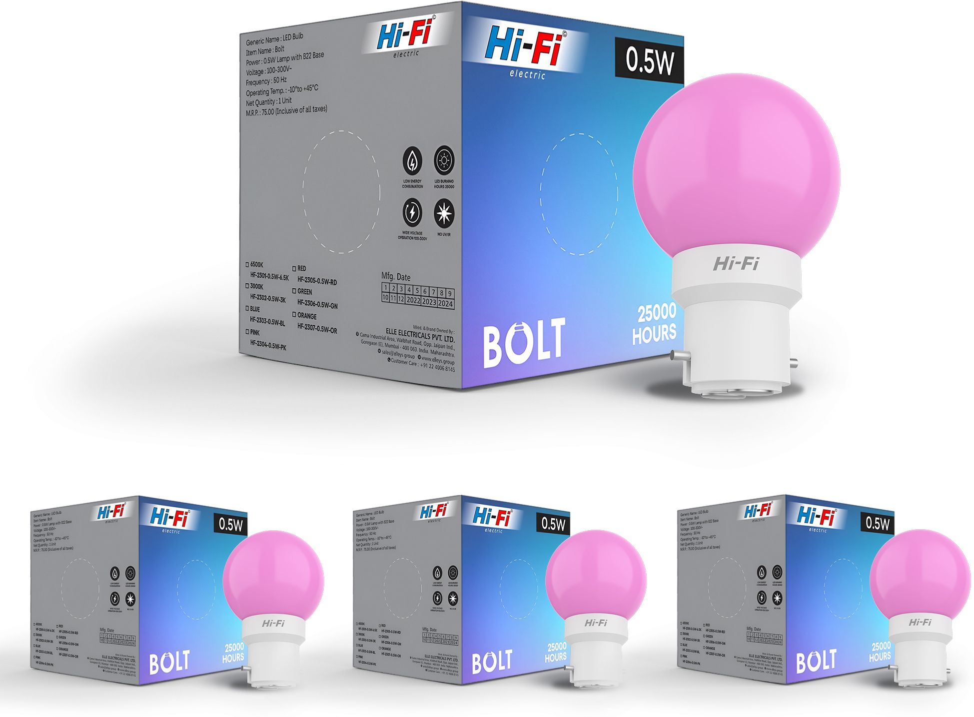0.5 W Basic Round B22 LED Bulb-image-4