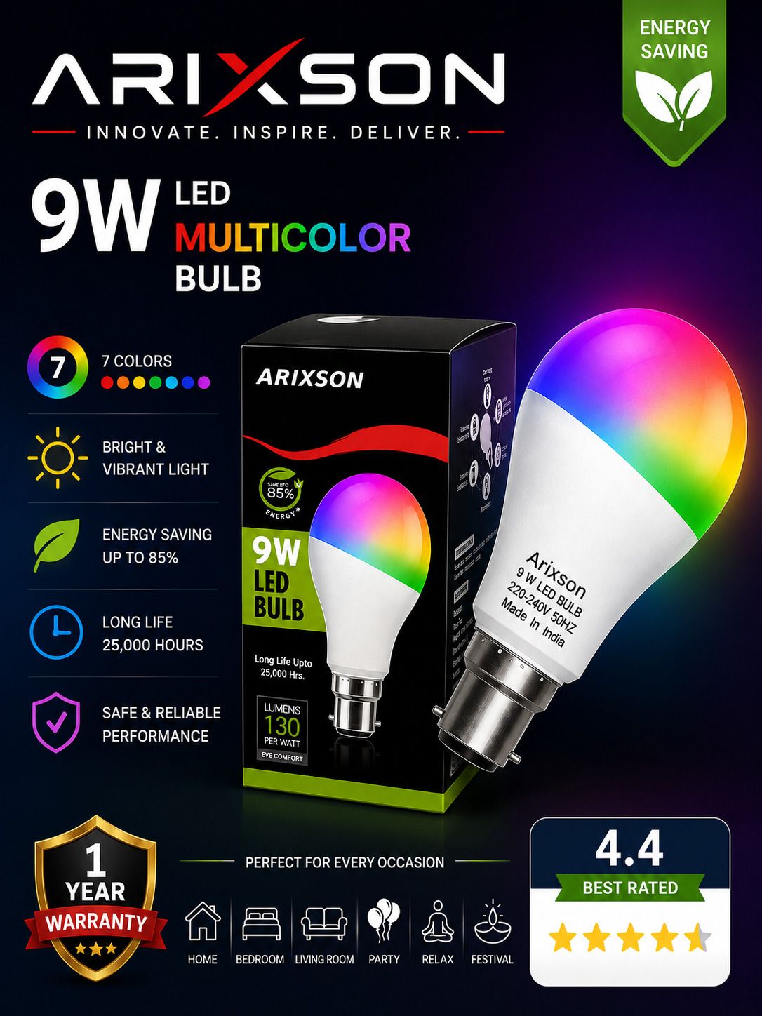 9 W Color Changing Round B22 Decorative Bulb-image-45