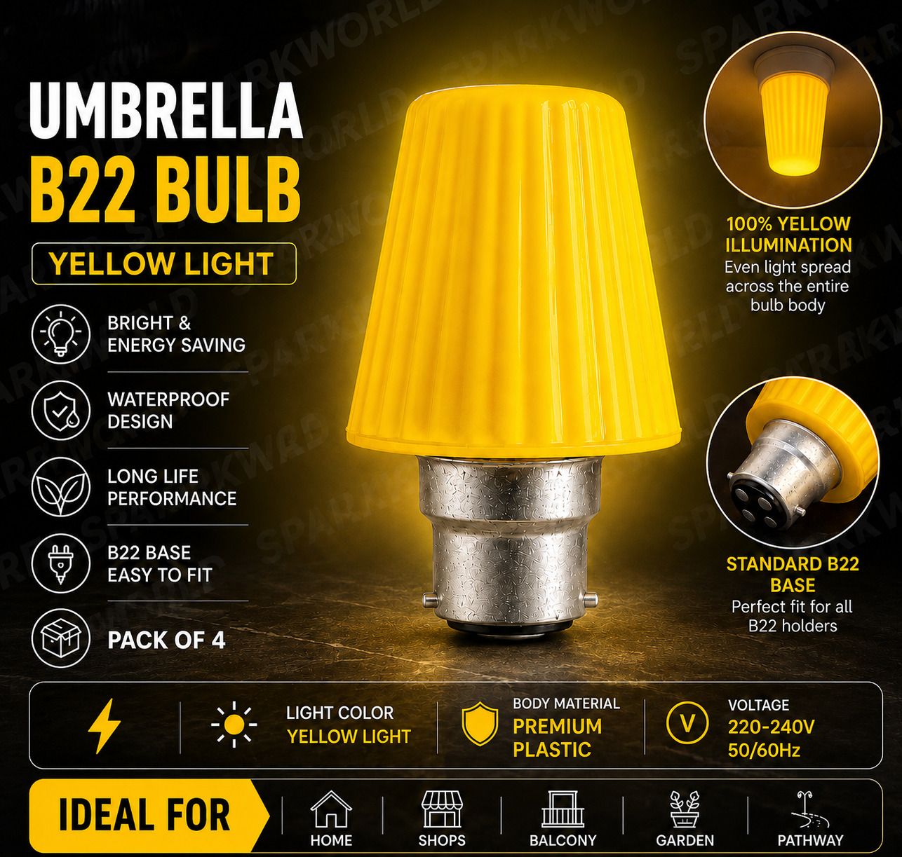 spark world 0.5 W Basic Standard B22 LED Bulb-picture-43