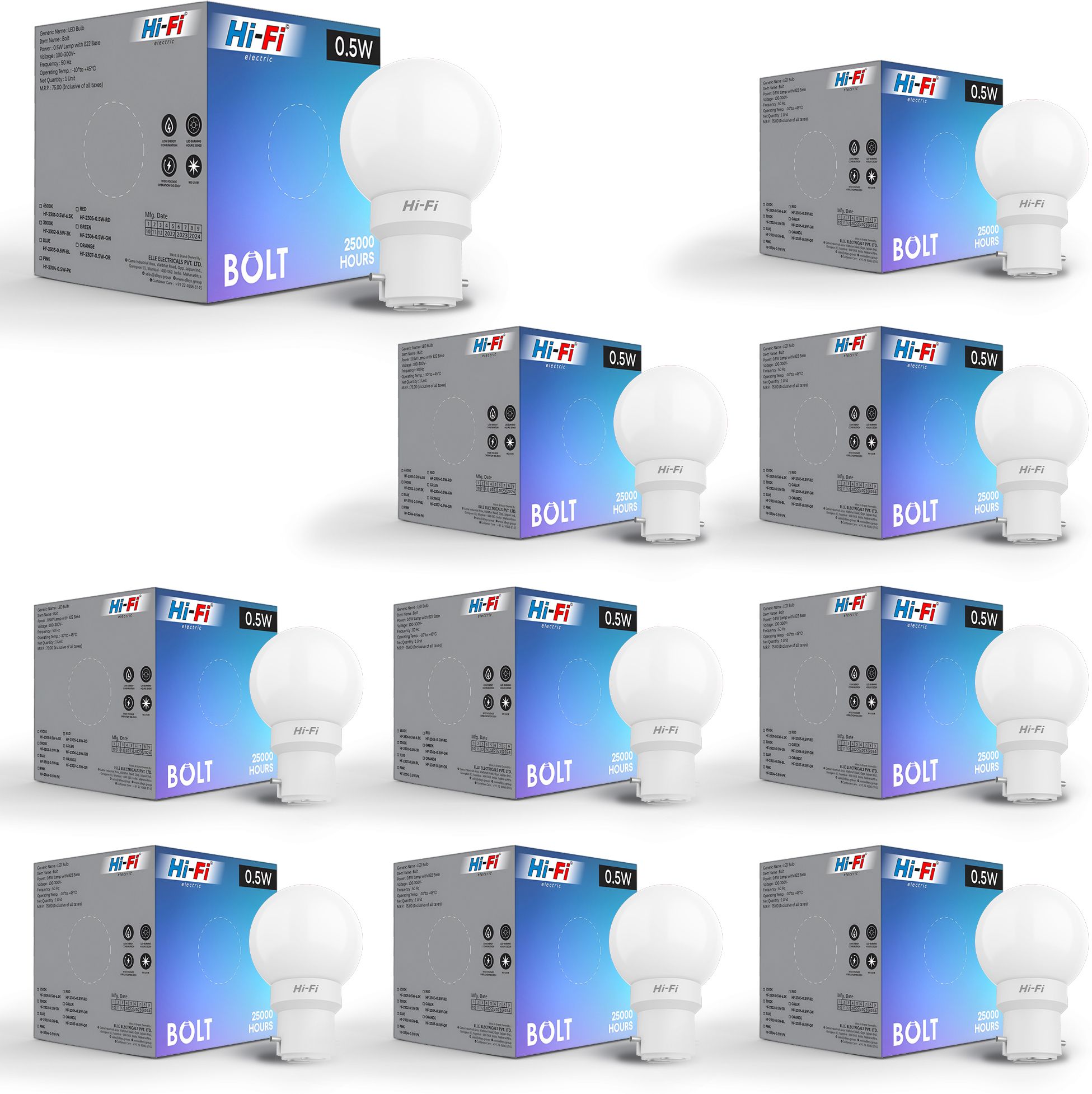 hifi 0.5 W Basic Round B22 LED Bulb-picture-13