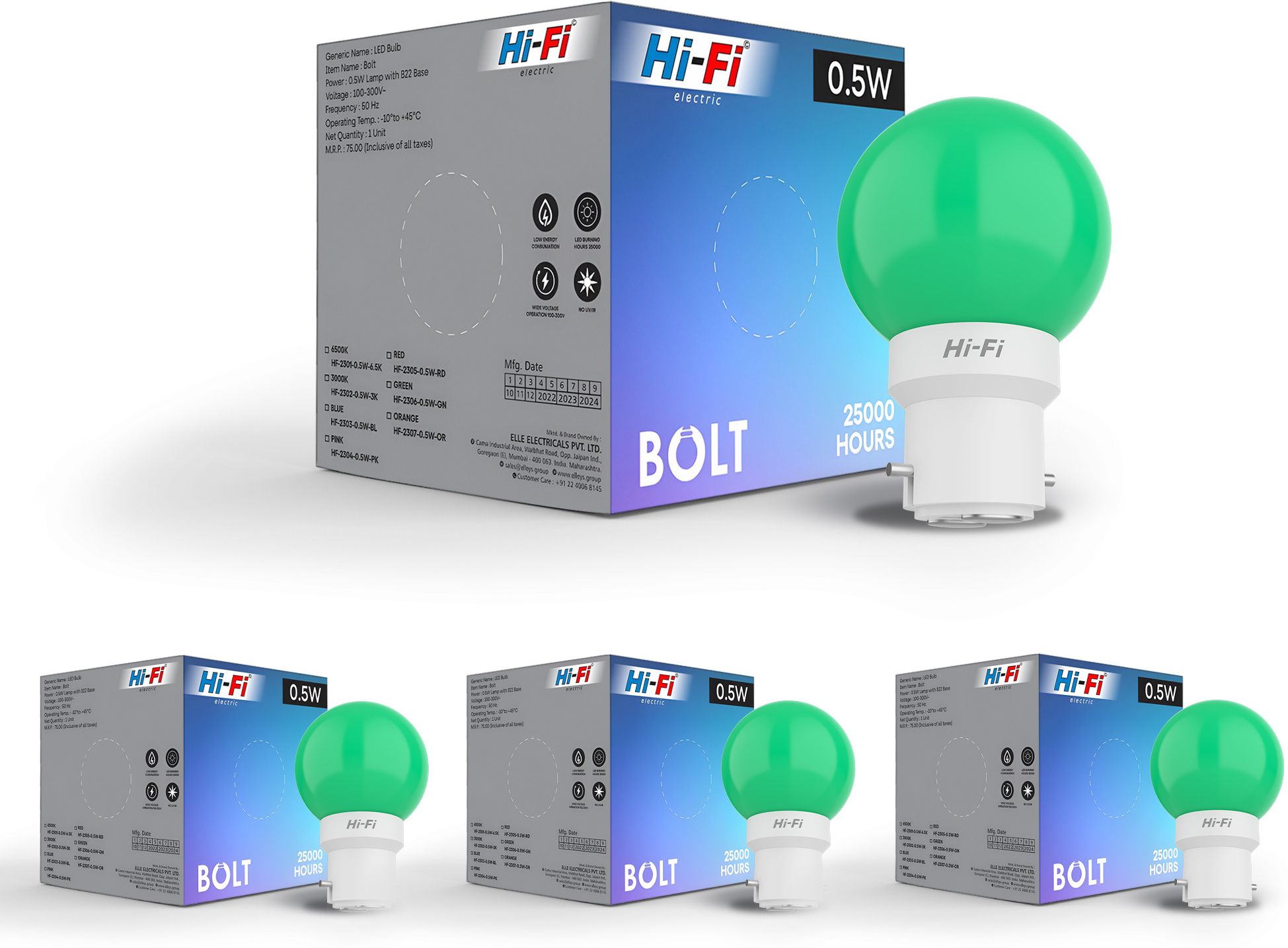 hifi 0.5 W Basic Round B22 LED Bulb-picture-31
