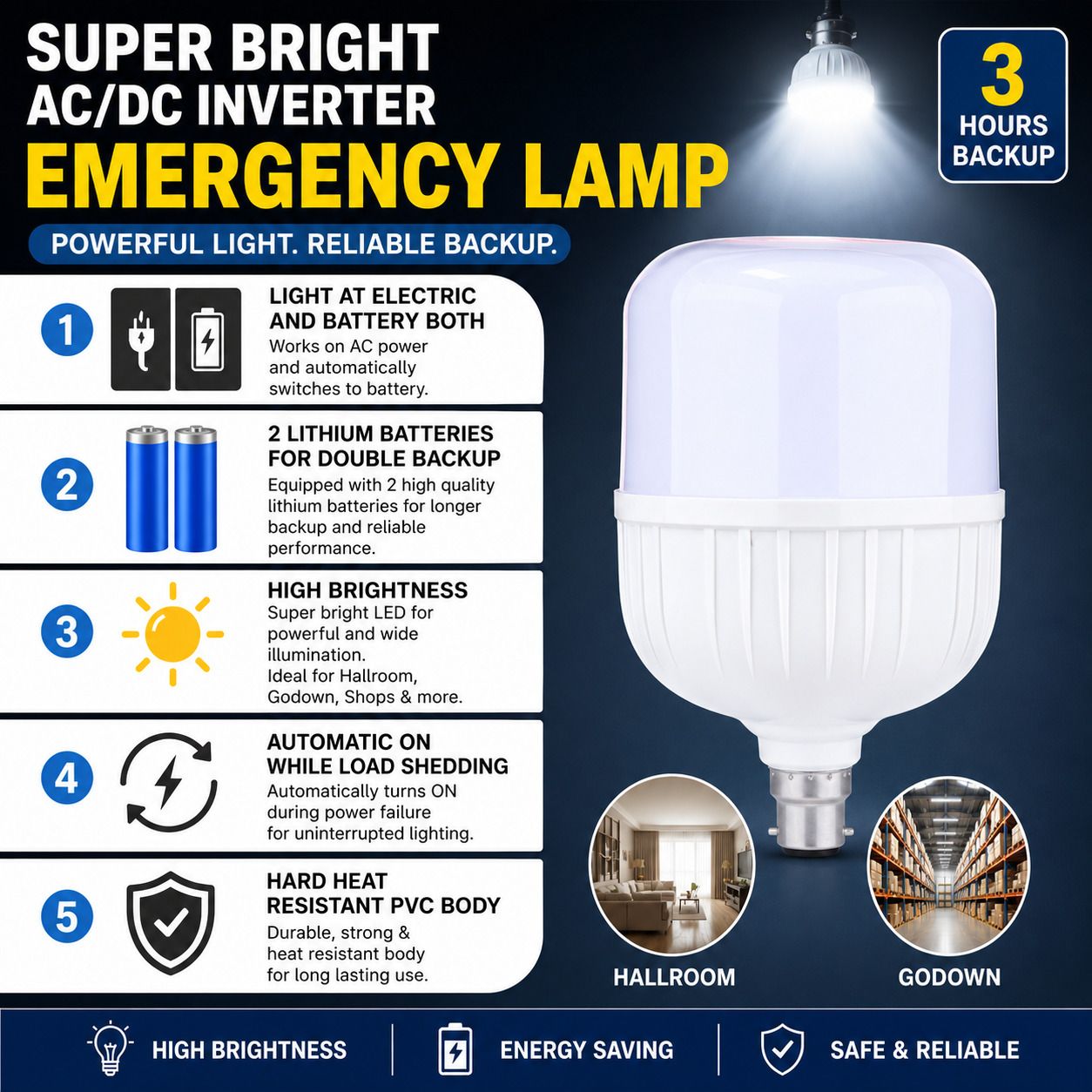 electro particle 25 W Inverter Round B22 LED Bulb-picture-24