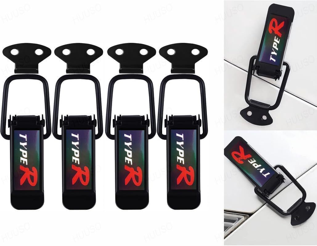 4PC/Set TYPE R Metal Bumper Clip Car Big Boot Bonnet Side Fasteners Catch Clips Bumper Cap-image-5