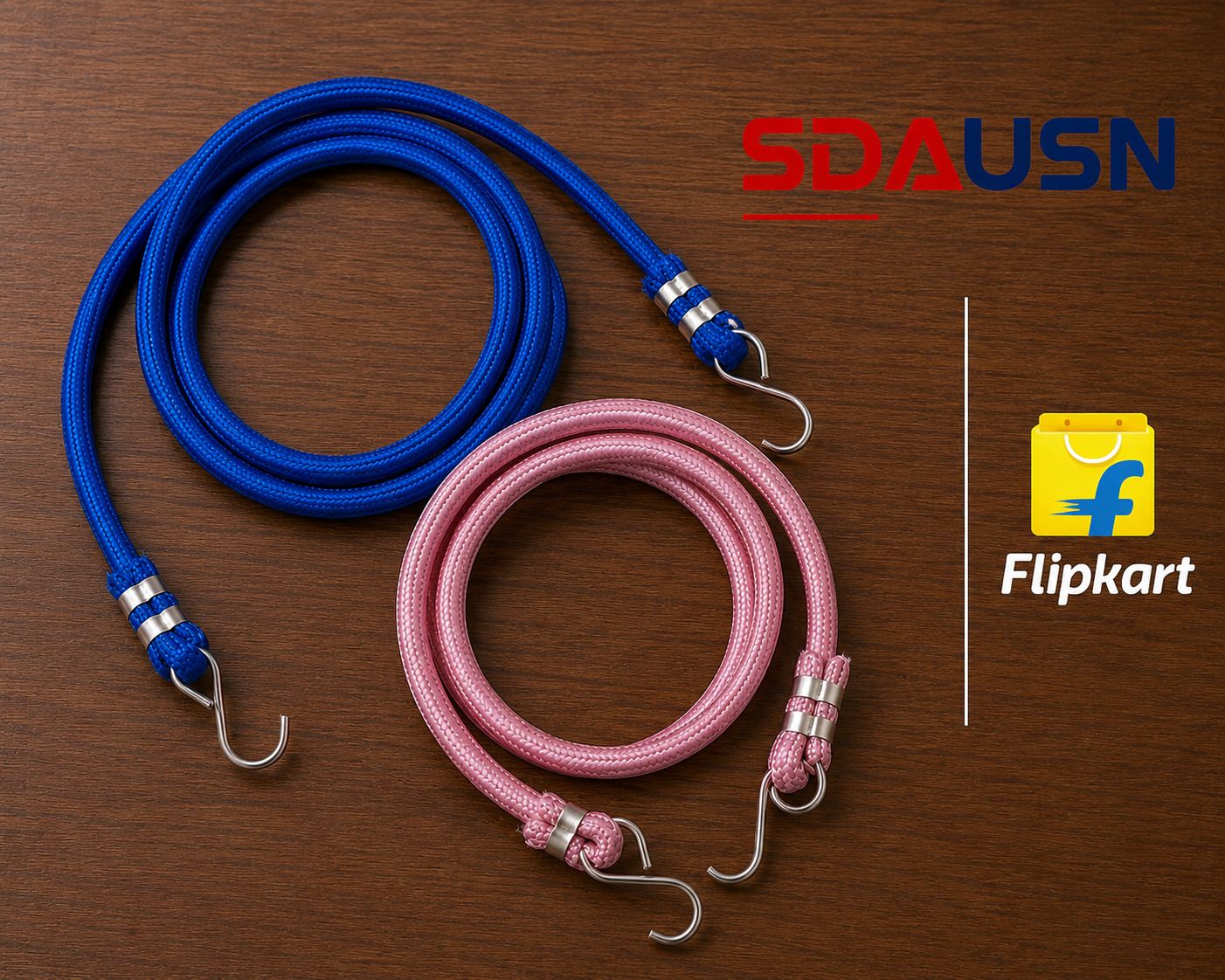 sdausn 2Pcs Heavy Duty Elastic Belt for tying luggage in bike with Metel Hooks Bungee Cord-picture-21