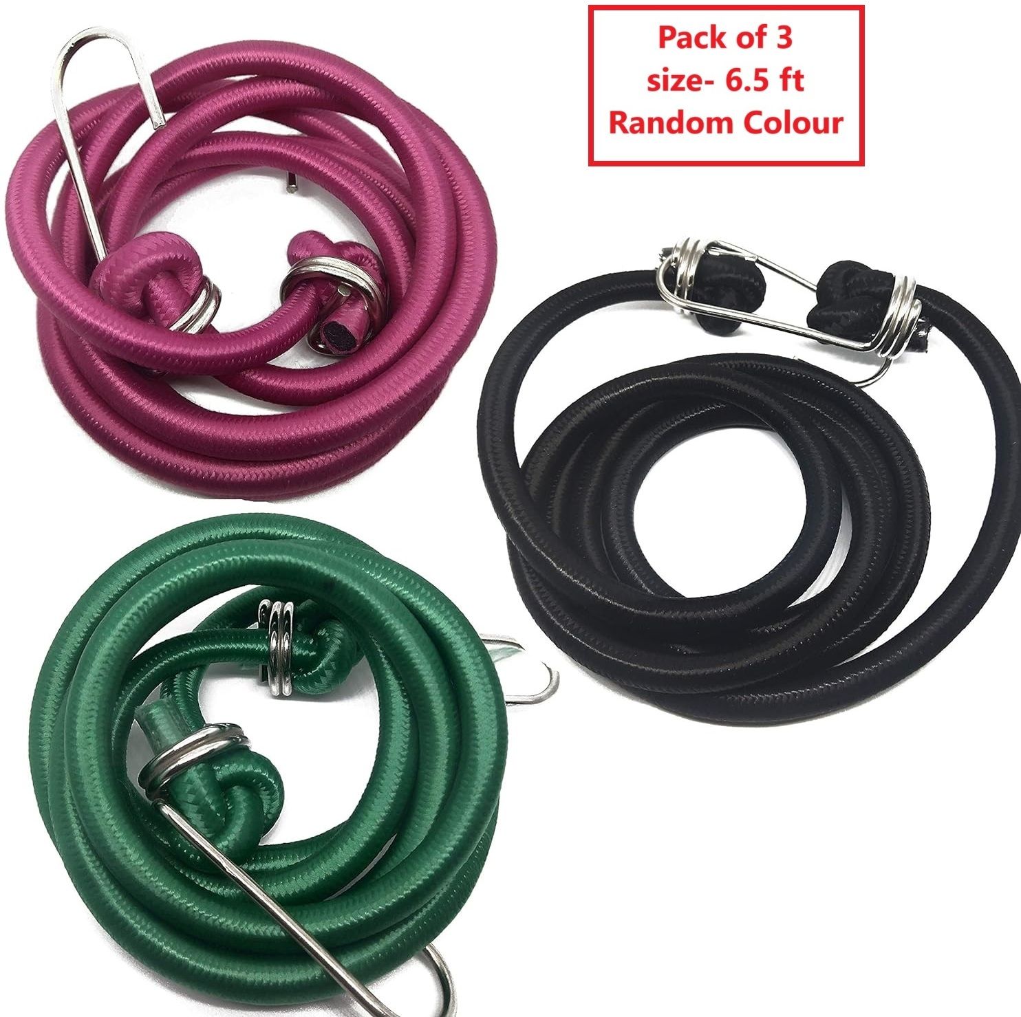 Car & Bike Bungee Cord with Hooks – 6ft Stretchable Elastic Rope for Luggage Bungee Cord
