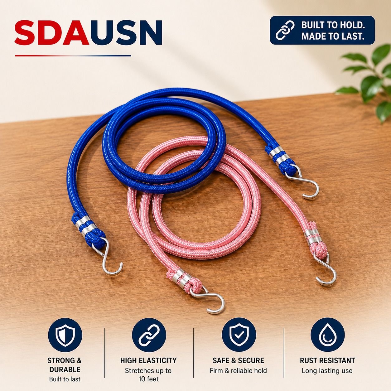 sdausn Strong heavy duty multicolor rope to dry clothes, tying luggage on bike(6feet) Bungee Cord-picture-23