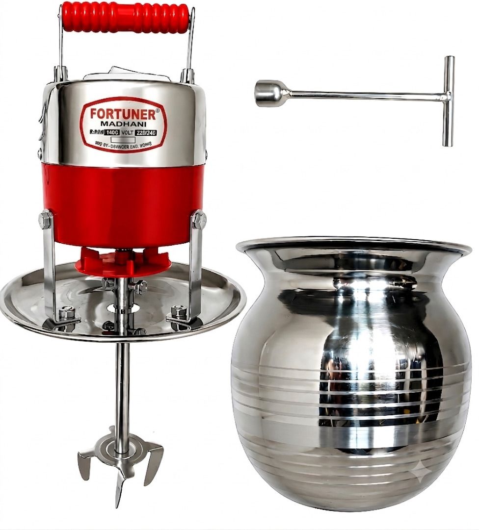 fortuner Madhani Machine 7L Capacity With Free 5L Steel Pot Lota, Lassi, Cream, Makhan Butter Maker Churn-picture-13