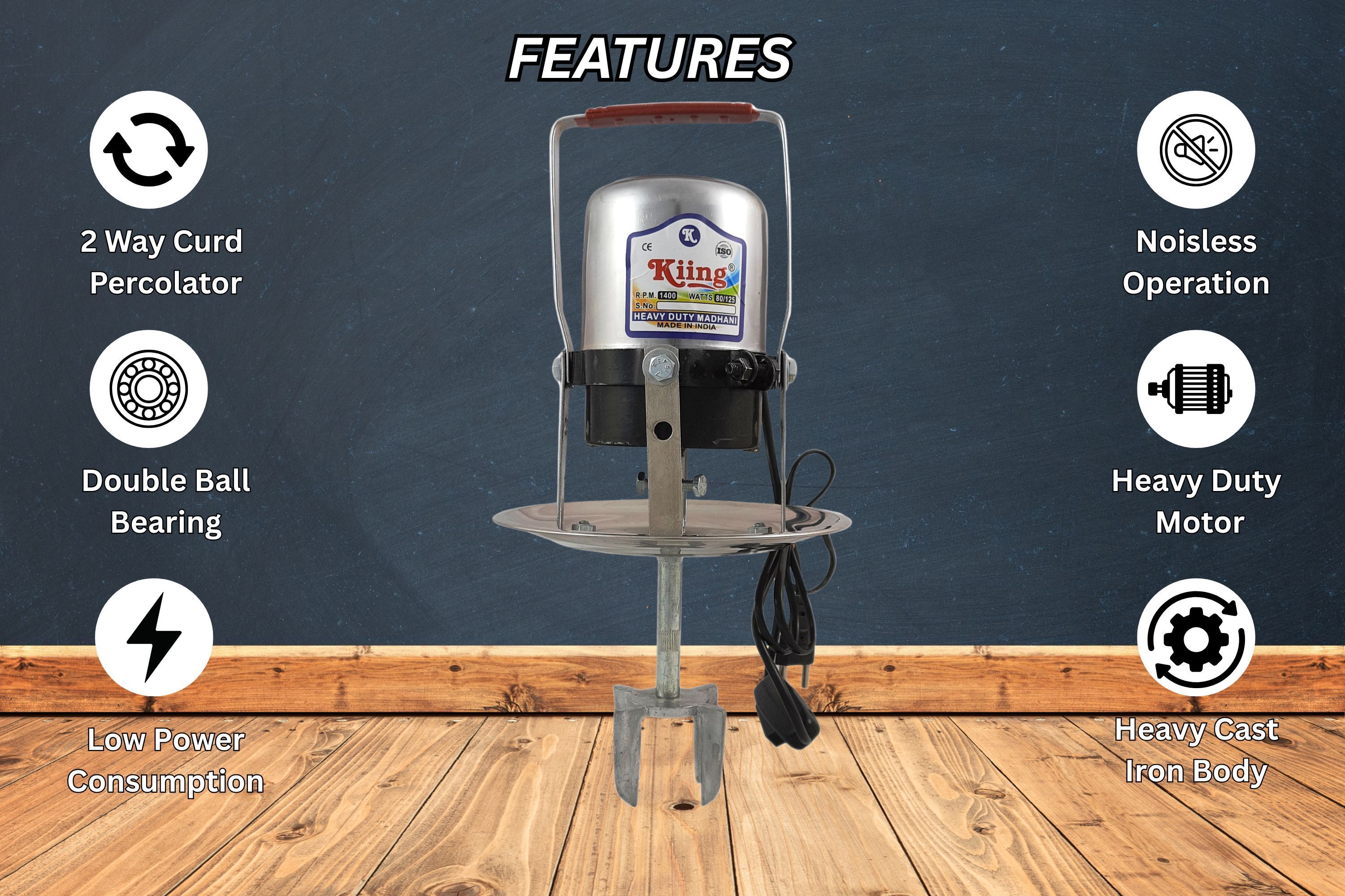 kiing 1 to 5.5 liter Madhani Machine Aluminium phool Two Way Rotating Curd Percolator Butter Maker Churn-picture-30