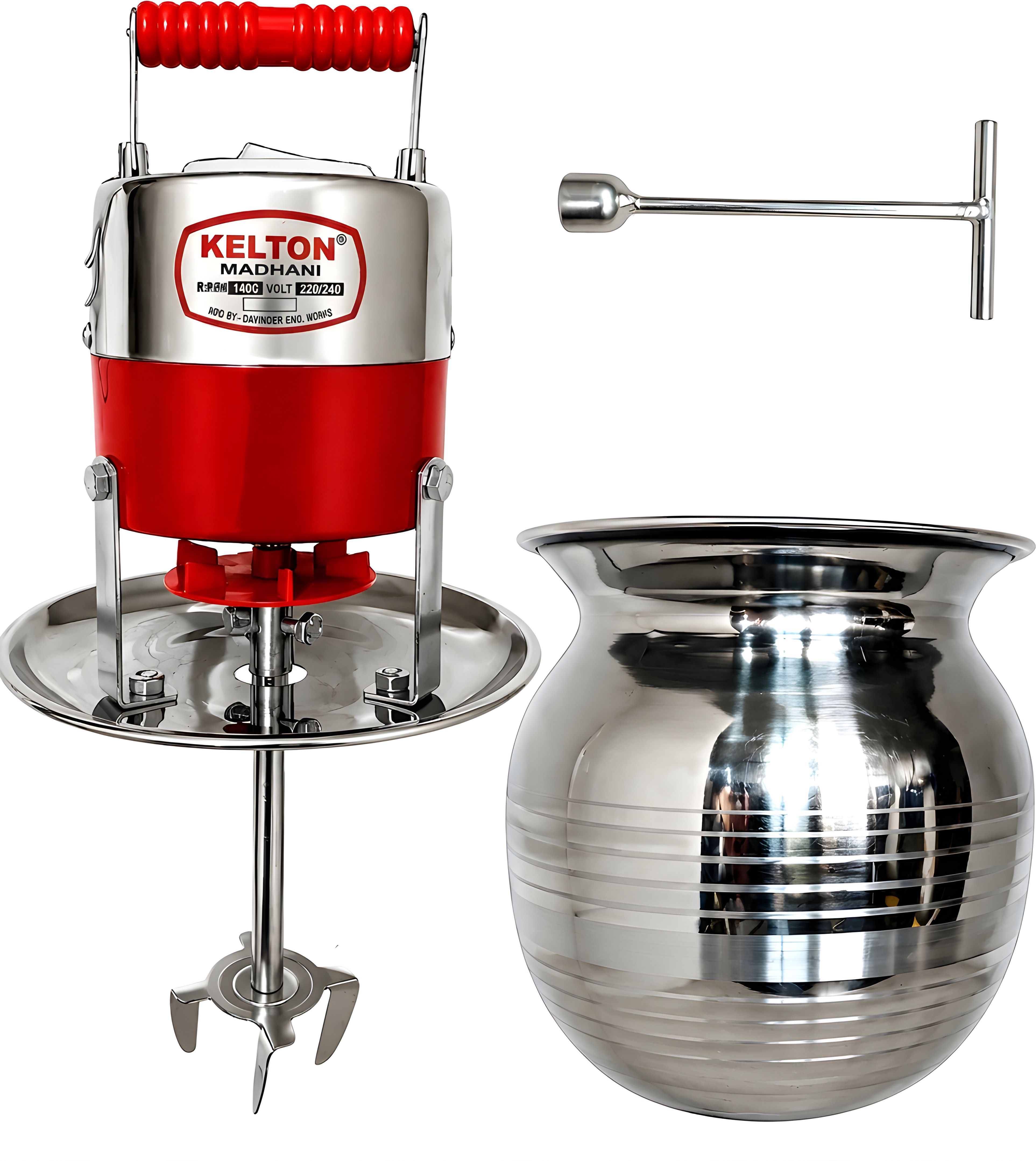 Small Electric Madhani Lassi Machine 7L Capacity With Stainless Steel Pot Lota Butter Maker Churn-image-7