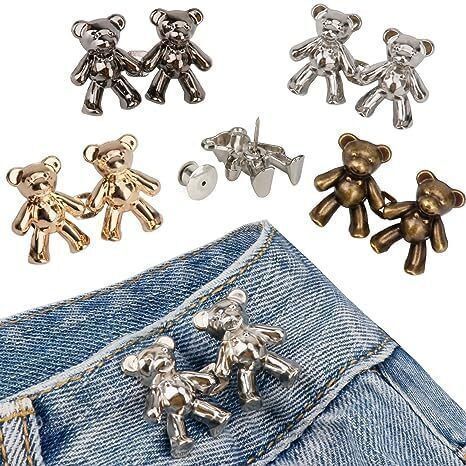 Cute Bear Button Pins for Jeans Adjustable Waist Buckle for Loose Jeans Pants Metal Buttons-image-2