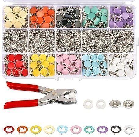 yuganshu Snap Fasteners Kit Metal button Set with Hand Pressure Pliers Tool Punch Plier Metal Buttons-picture-24