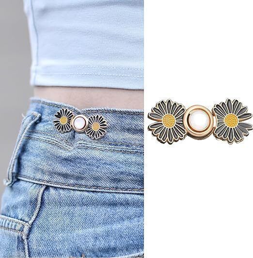 vidox Jeans Adjustable Button pins Waist Buckle (1 pcs, Black Flower) Metal Buttons-picture-15
