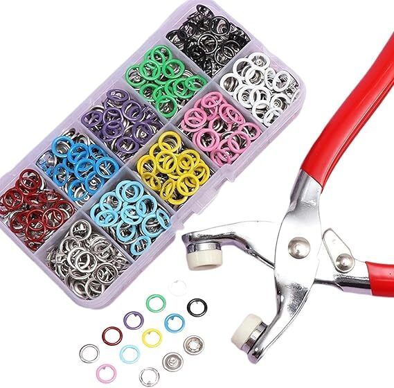 Snap Buttons Kit - 9.5mm Metal Fasteners with Hand Pliers Tool sewing kit Metal Buttons