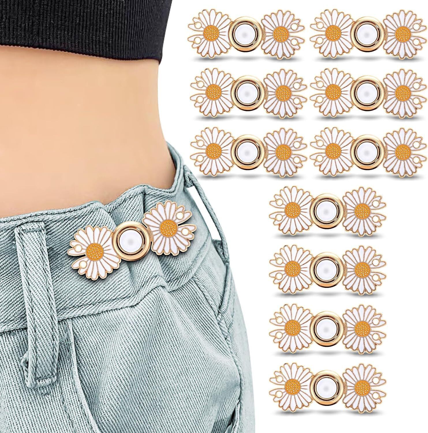 nsusu Flower Pant Waist Tightener Adjustable Buckle For Loose Jeans Button Pins B Metal Buttons-picture-41