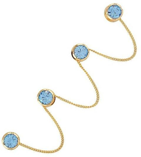thanu's craft Gold Plated Blue Stone Kurta Button Studs Cufflinks with Chain for Men and Women Crystal Buttons image 1