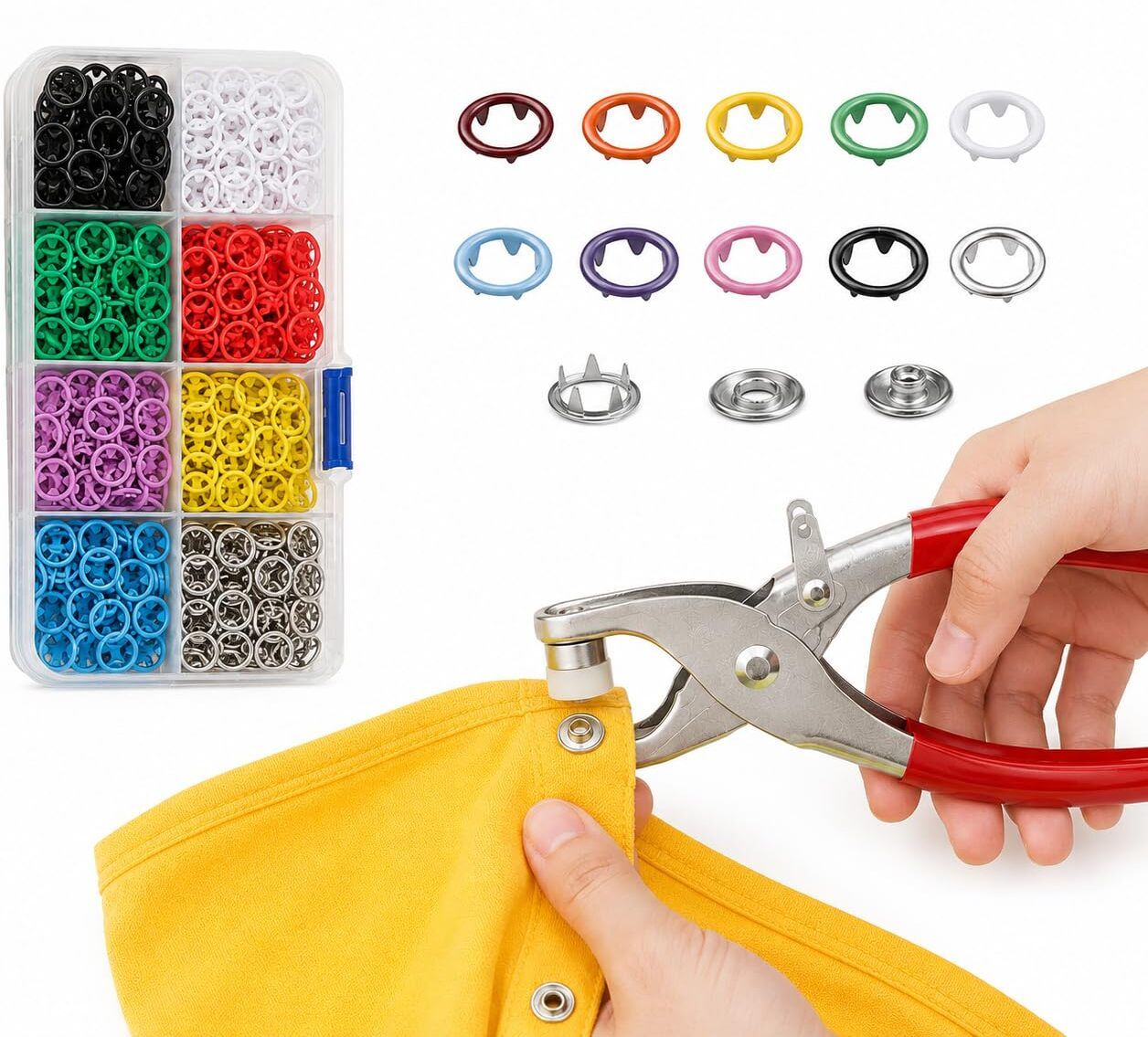Multicolor Button Thickened Snap Fasteners Kit Metal Punch Plier Metal Buttons-image-22