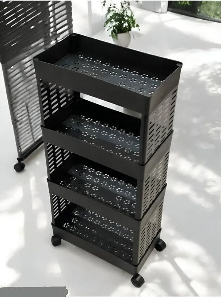 apexmax Multi-Purpose Plastic Storage Organizer 4-Tier Rack with Wheel Bathroom & Office Plastic Kitchen Trolley-picture-12