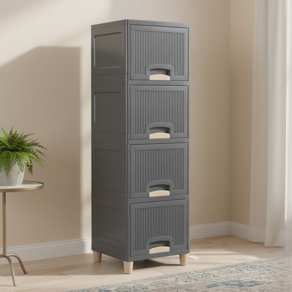 Multi Layer Cabinet Suitable for Files, Clothes & Accessories PP Collapsible Wardrobe-image-3