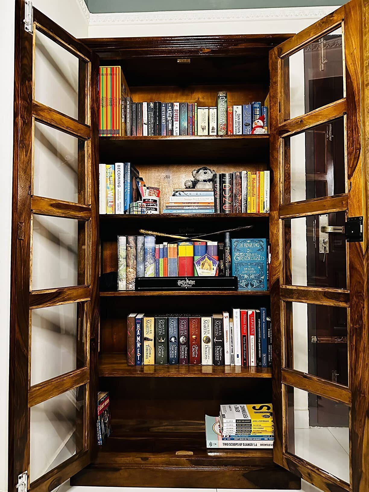 Sheesham Solid Wood Solid Wood Semi-Open Book Shelf-image-4