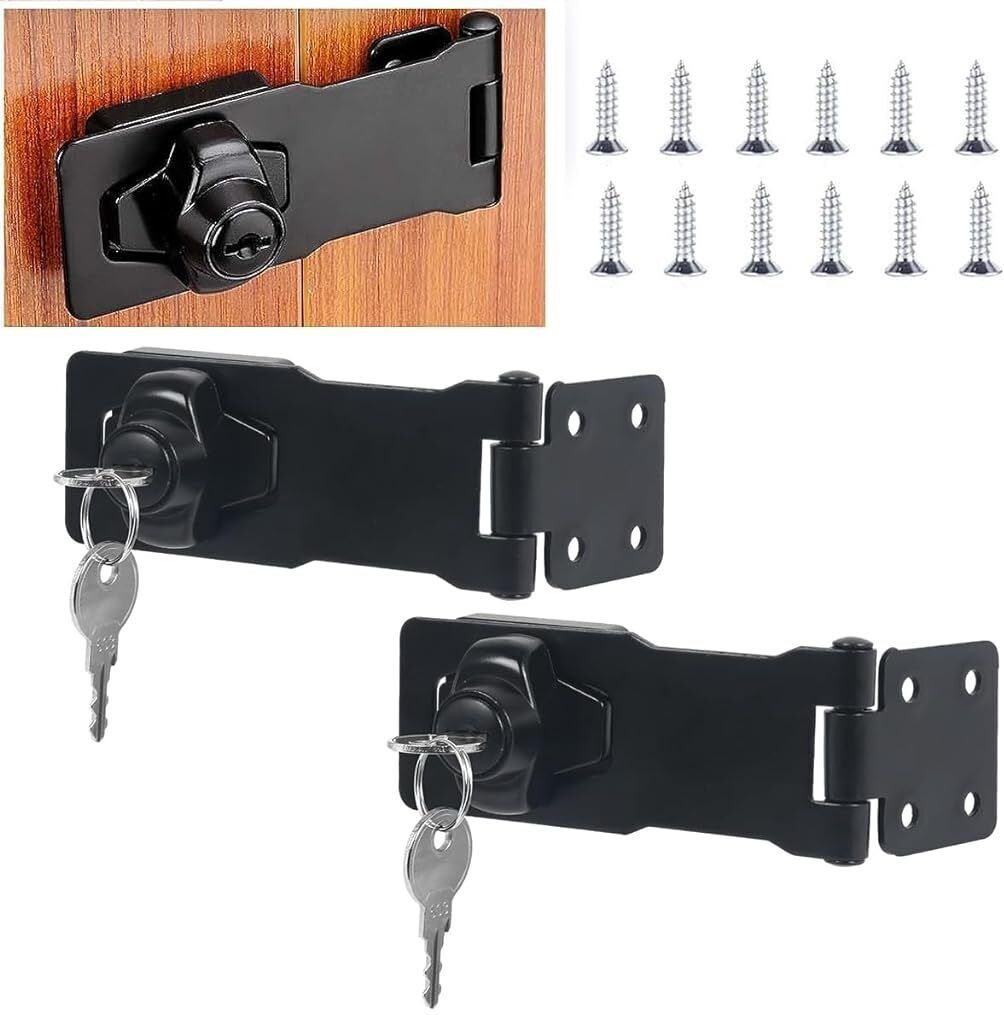 2 Set Drawer Lock with Key Locking Hasp, 3 Inch Metal Twist Knob Keyed Locking Keyed Cam Lock-image-31