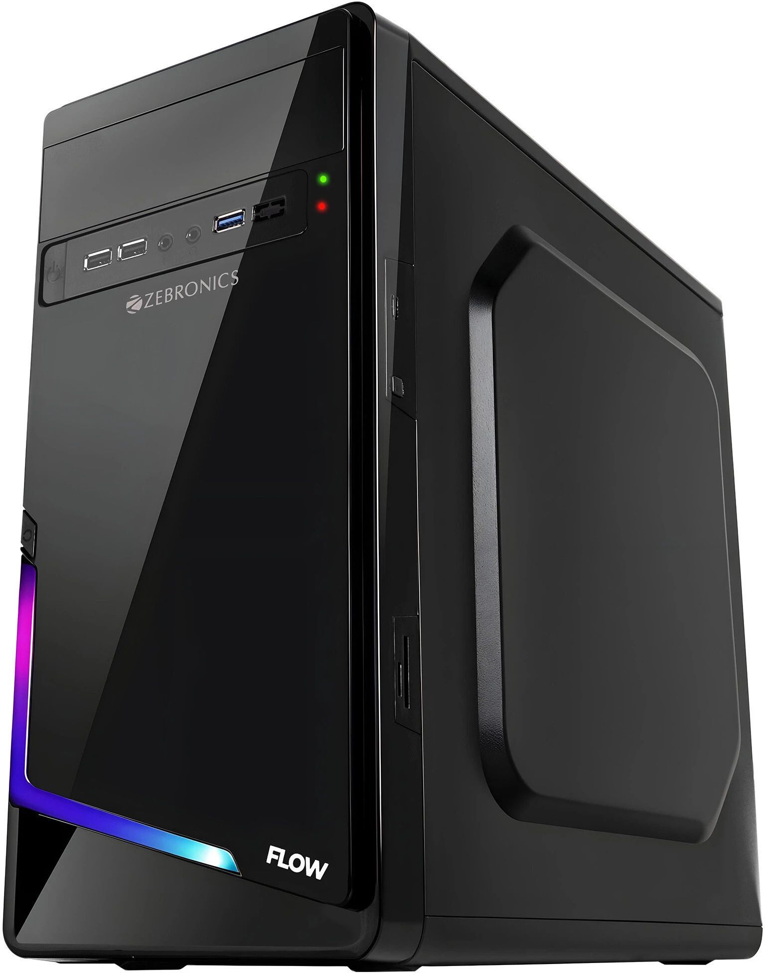 ZEBRONICS Flow Cabinet, Mini-Tower, mATX/ITX, 80mm Fan, Multicolor LED Mid Tower Cabinet-image-47
