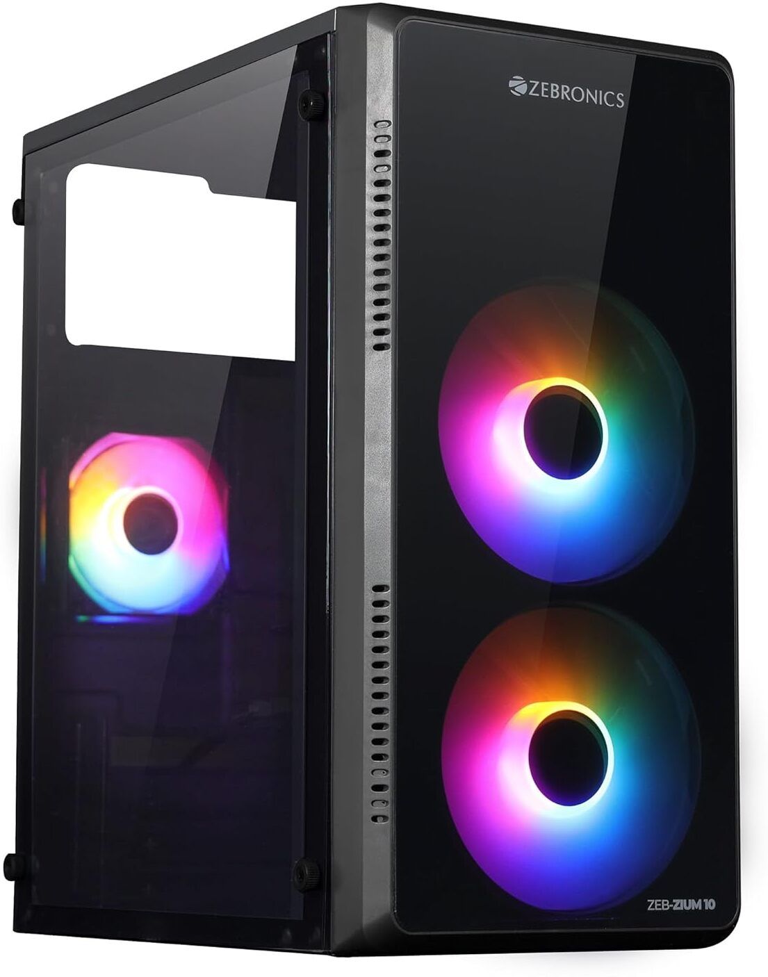 ZEBRONICS Zium 10 Gaming Cabinet, mATX/ITX Support, Multi-Colour Glow Fans,ide Panel MID TOWER Cabinet with USB 2.0 and USB 3.0 Ports Compatible with Gaming Console-image-23