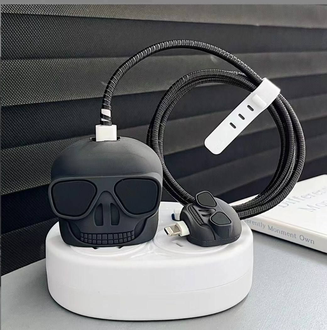 Eason Case Skull Charger Case Cover for Iphone 20W/18W USB-C Adapter | Stylish Charger-1 Cable Protector-image-32