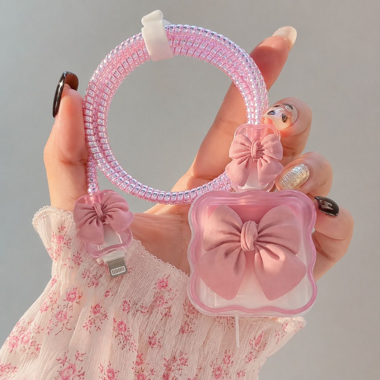ShreeHariSarva 3D Cute Bow Charger Cover for iphone 18W/20W Charger only, Cable Protector-image-21