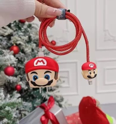 AUDICE iPhone Charger Cover For 18W/20W | Cute 3D Cartoon Character Red Mario Cable Protector-image-29